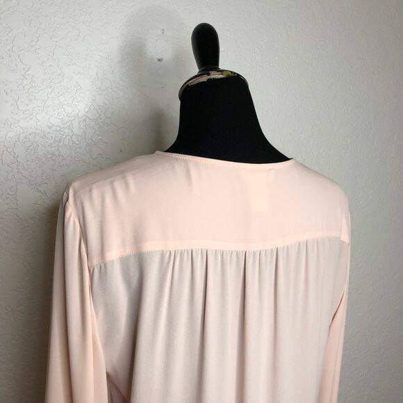 Cache light pink rhinestone bead faux wrap draped top size Extra Large XL - Picture 10 of 13